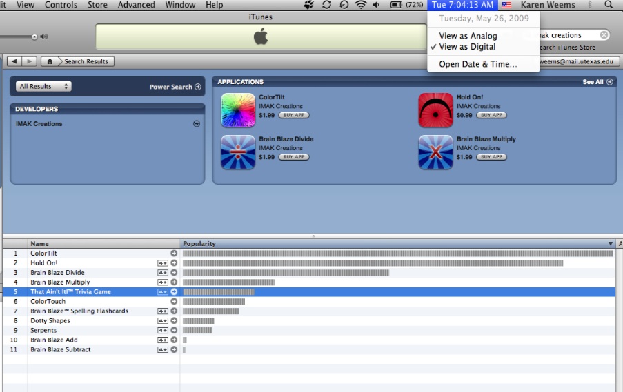 Shows how free app sales of Hold On! and Brain Blaze Divide boost pop